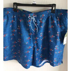 NWT, Goodfellow, Size XXL, Mens Swim Trunks, Blue Boats/536484